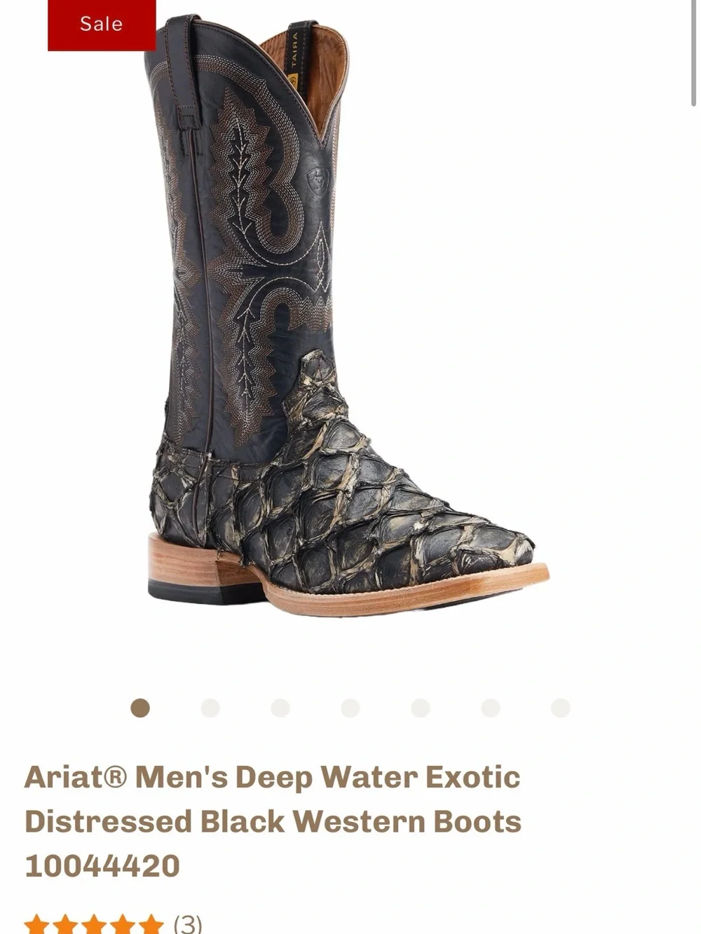 Ariat Black and Brown Pirarucu Exotic  Leather Western Boots